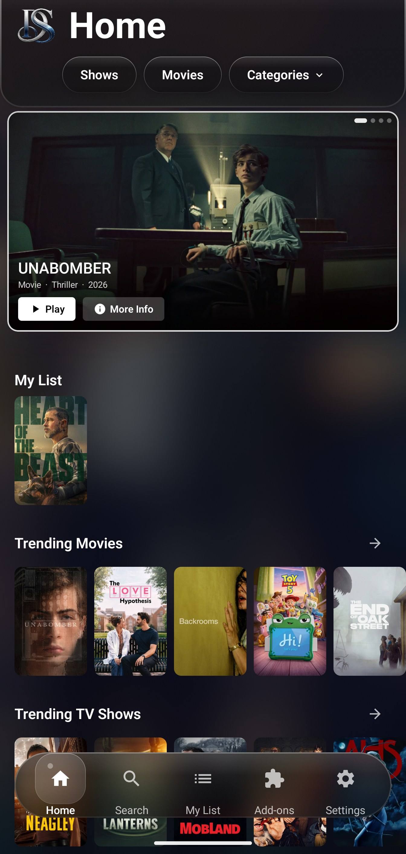 DoevStream home screen on an Android phone