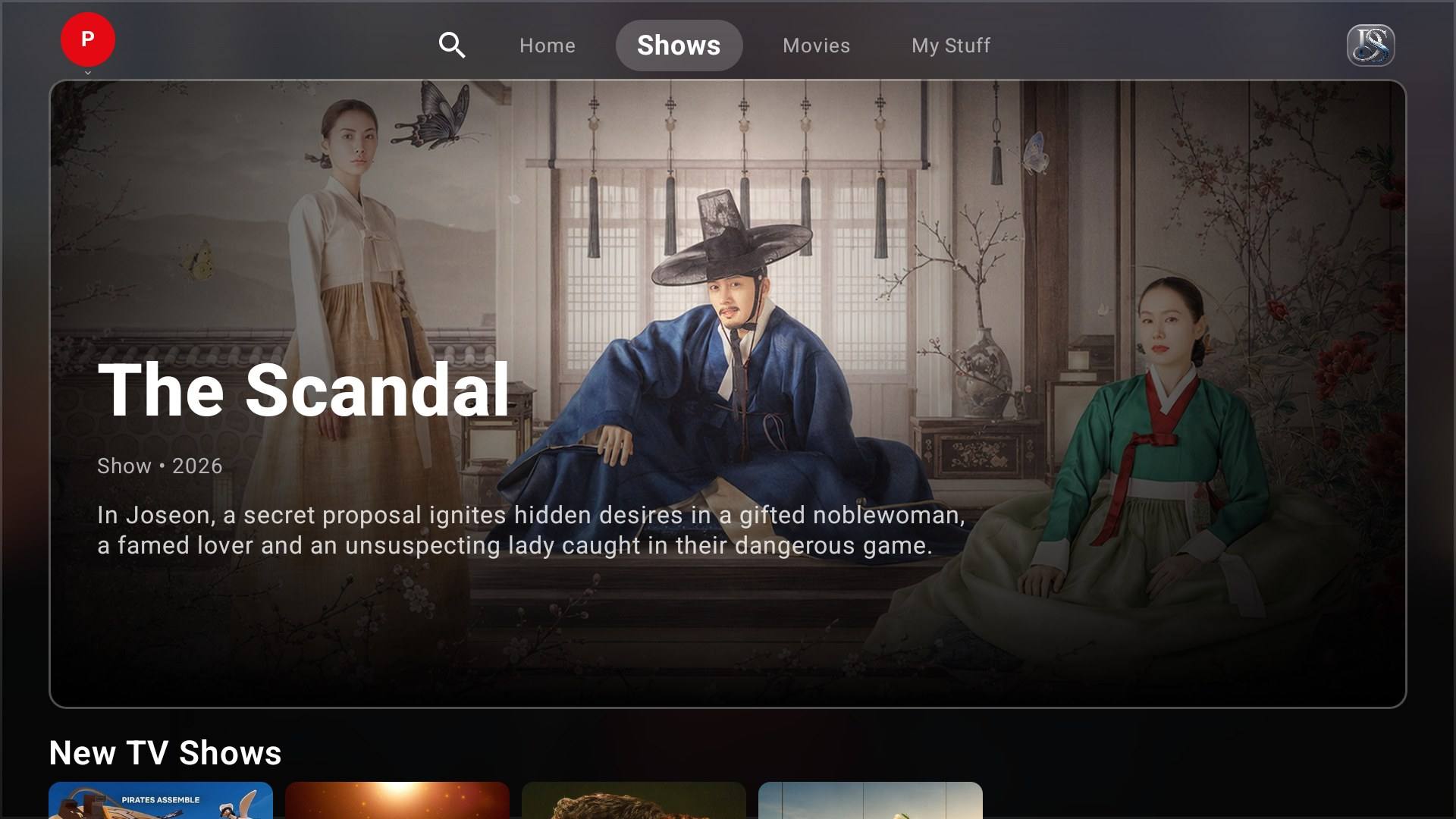 DoevStream Shows tab on Android TV